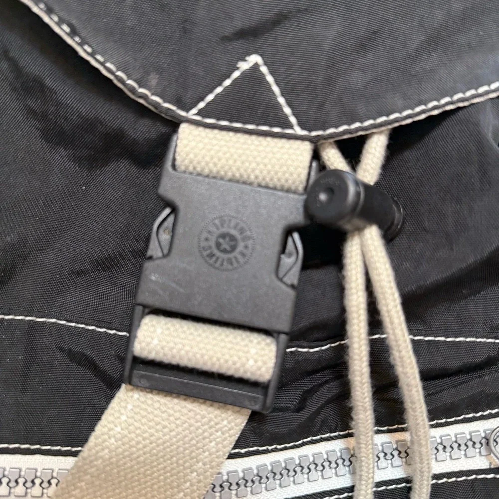 Kipling‎ black buckle drawstring nylon backpack